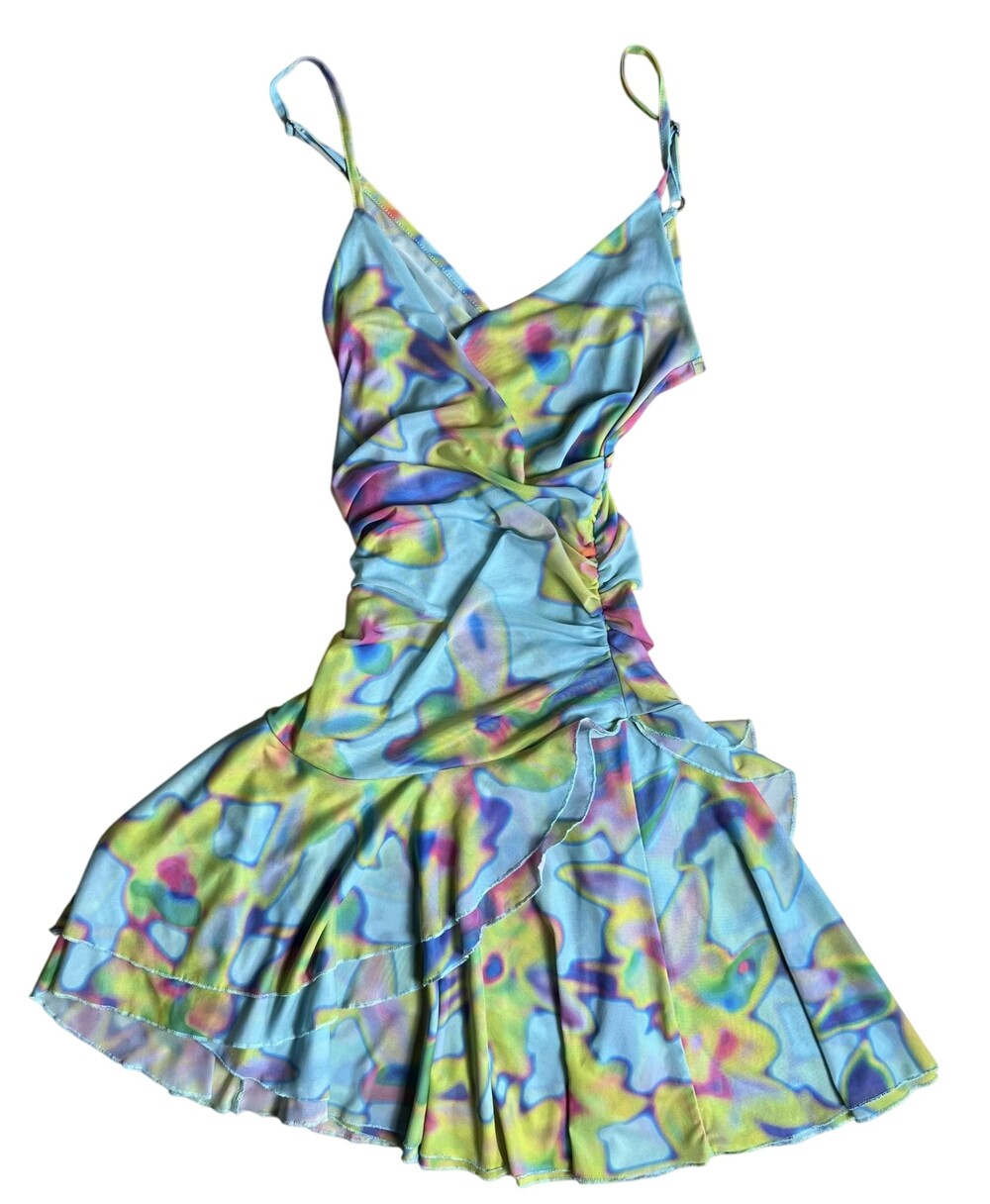 Silence + Noise Dress Womens XS Multicolor Wrap Sundress V-Neck Ruffle